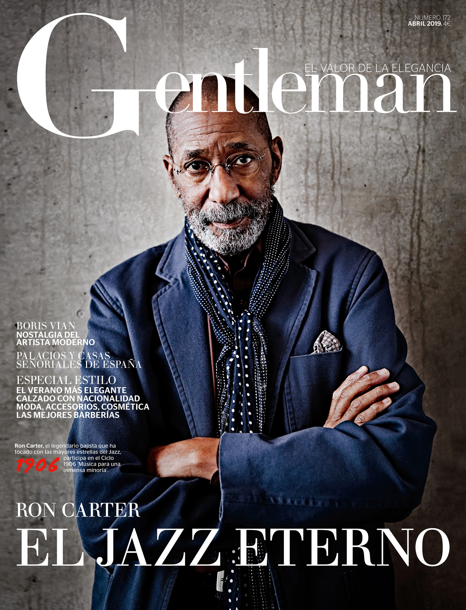  Coverfoto bassist Ron Carter voor Spaanse glossy 'Gentleman'.  